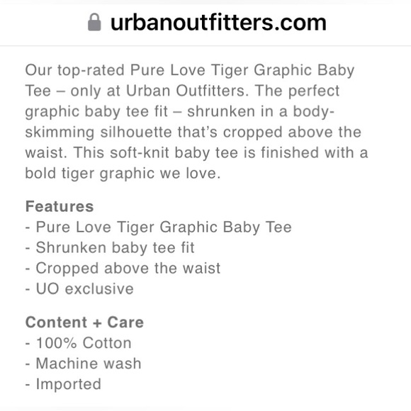 Pure Love Tiger Baby Tee - Picture 4 of 4